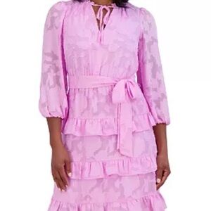 Eliza J Pink Ruffle Tie Waist Dress 20W Plus Size NWT Spring Wedding Party
